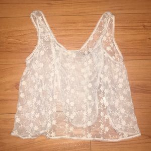 Floral Embroidered Mesh Tank